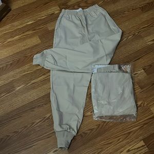 Brand new khaki, scrub pants, cuff bottoms,